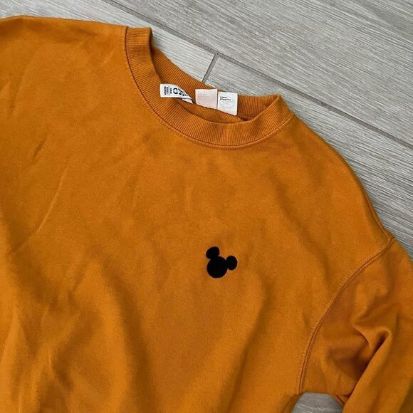 Mickey Mouse Logo Crewneck Sweatshirt Divided Mustard Yellow Size Small - Picture 3 of 6